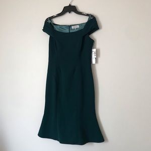 Green Cocktail Dress with Fishtail Hem
